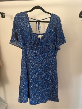 Idyllwind Blue Paisley Tie-Front Short Dress